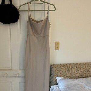 BHLDN  Cali Satin Charmeuse Midi Dress - Champagne Size 0